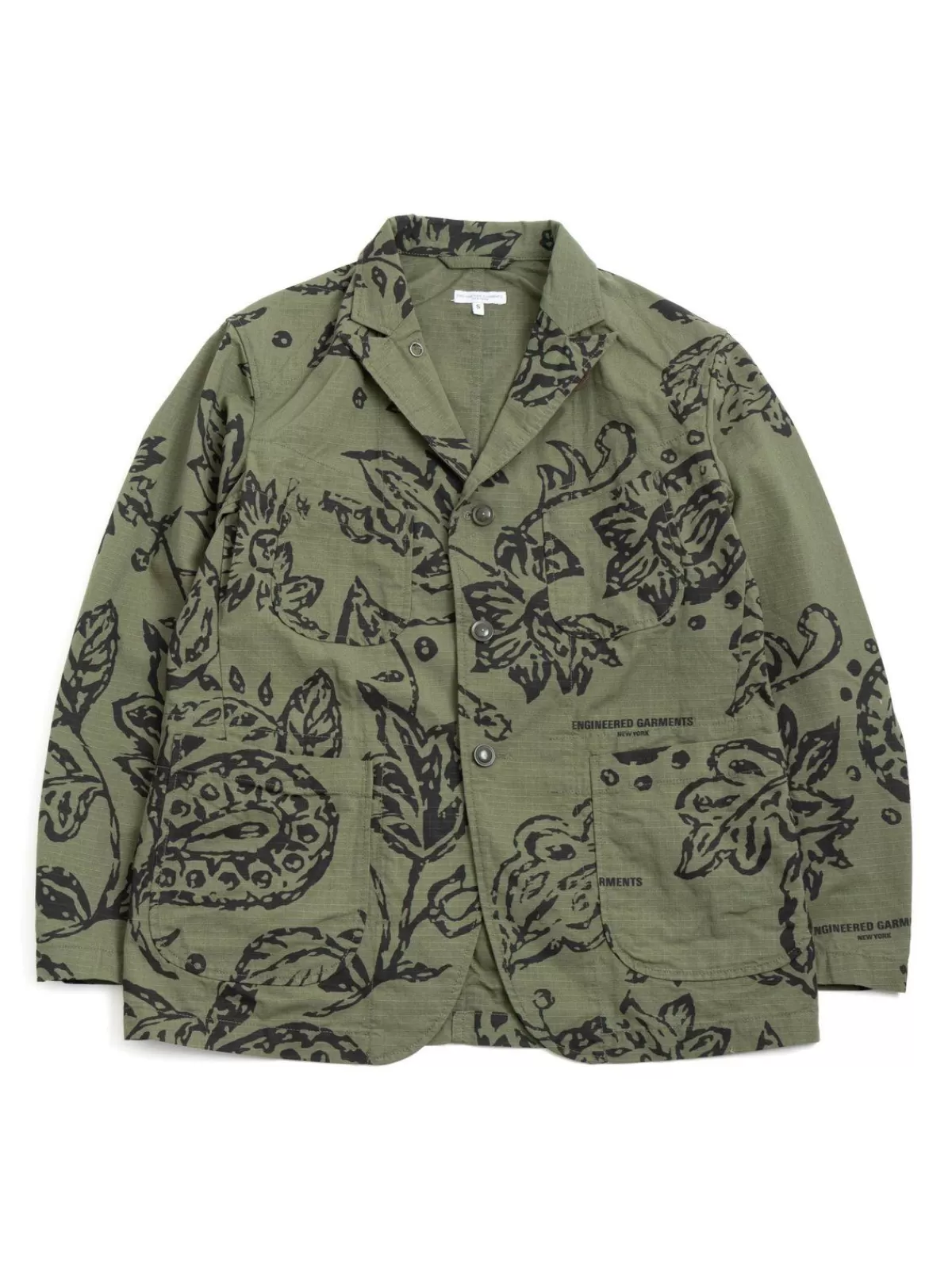 Bedford Jacket Olive Floral Print Ripstop^Engineered Garments Clearance