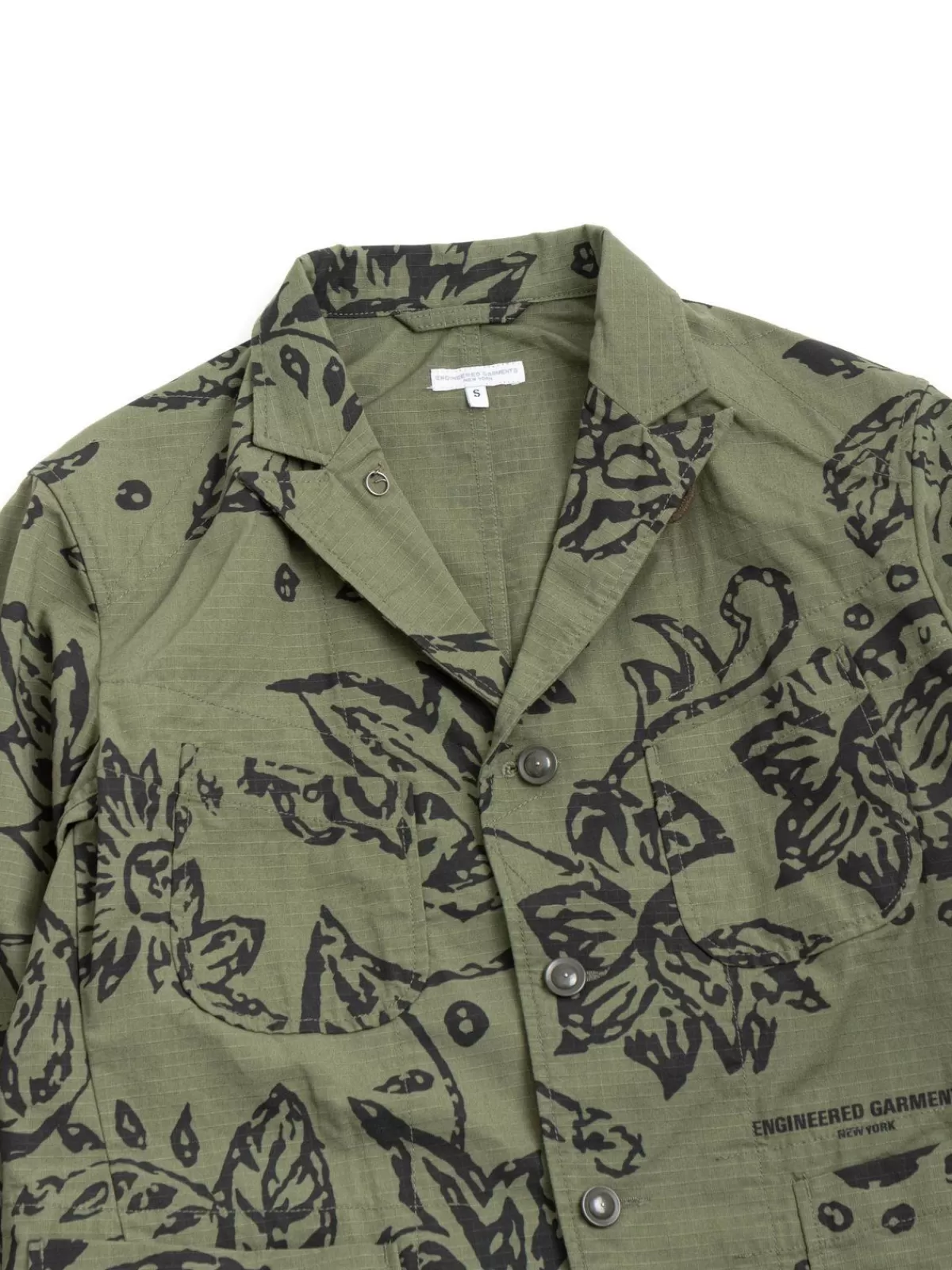 Bedford Jacket Olive Floral Print Ripstop^Engineered Garments Clearance