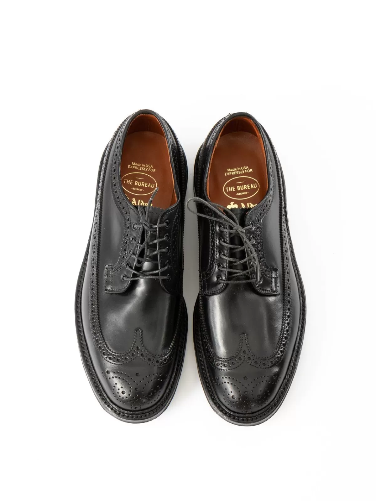 Black Cordovan Long Wing Blucher Commando Sole^Alden for The Bureau Best