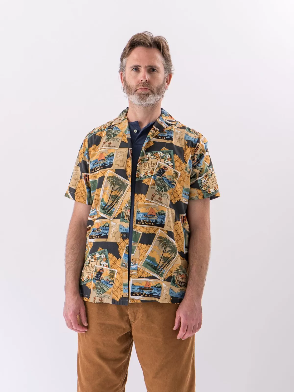 Black Greetings From Hawaii Rayon Camp Shirt^Reyn Spooner For The Bureau Shop