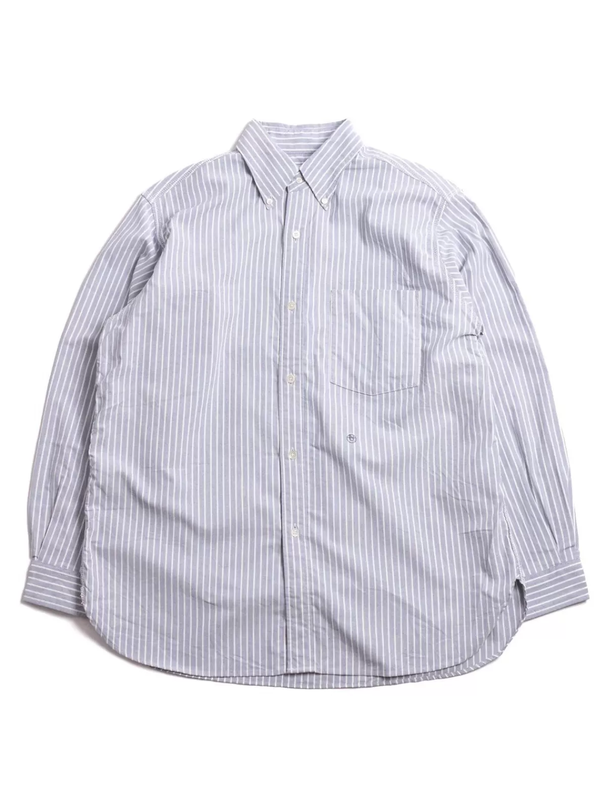 Button Down Stripe Wind Shirt Navy^Nanamica Best