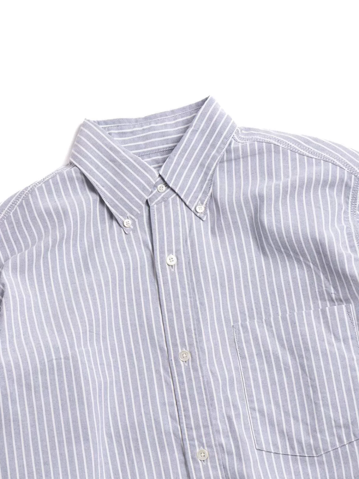 Button Down Stripe Wind Shirt Navy^Nanamica Best