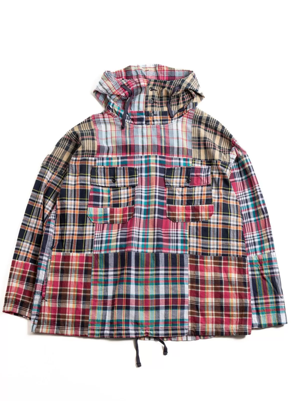 Cagoule Shirt Navy Square Patchwork Madras^Engineered Garments Sale