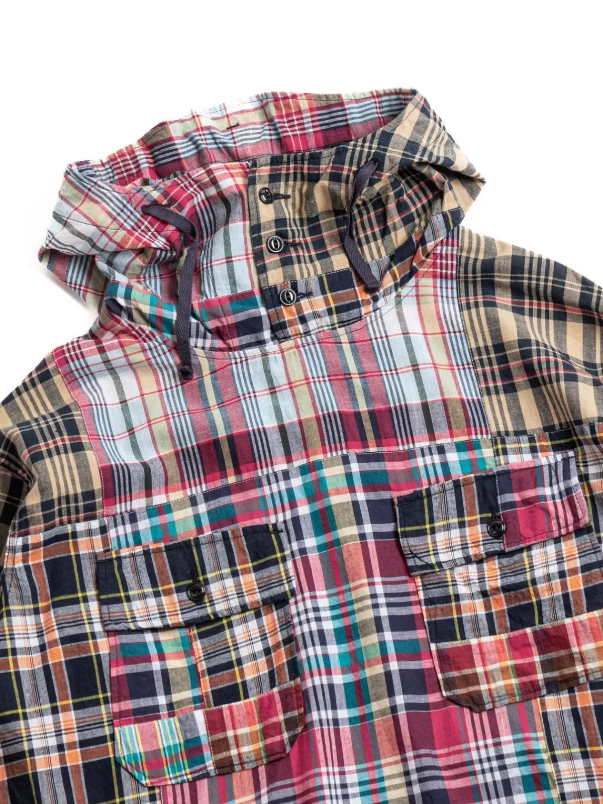 Cagoule Shirt Navy Square Patchwork Madras^Engineered Garments Sale