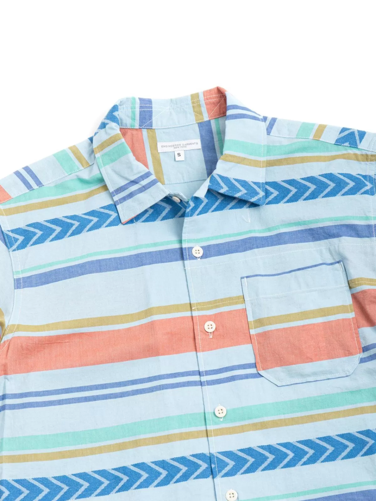 Camp Shirt Blue Horizontal Multi Stripe^Engineered Garments Cheap