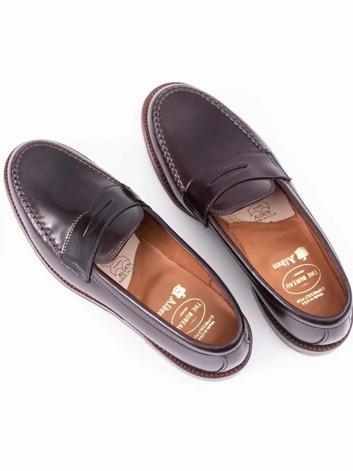Color 8 Cordovan Leisure Handsewn Moccasin^Alden for The Bureau Online