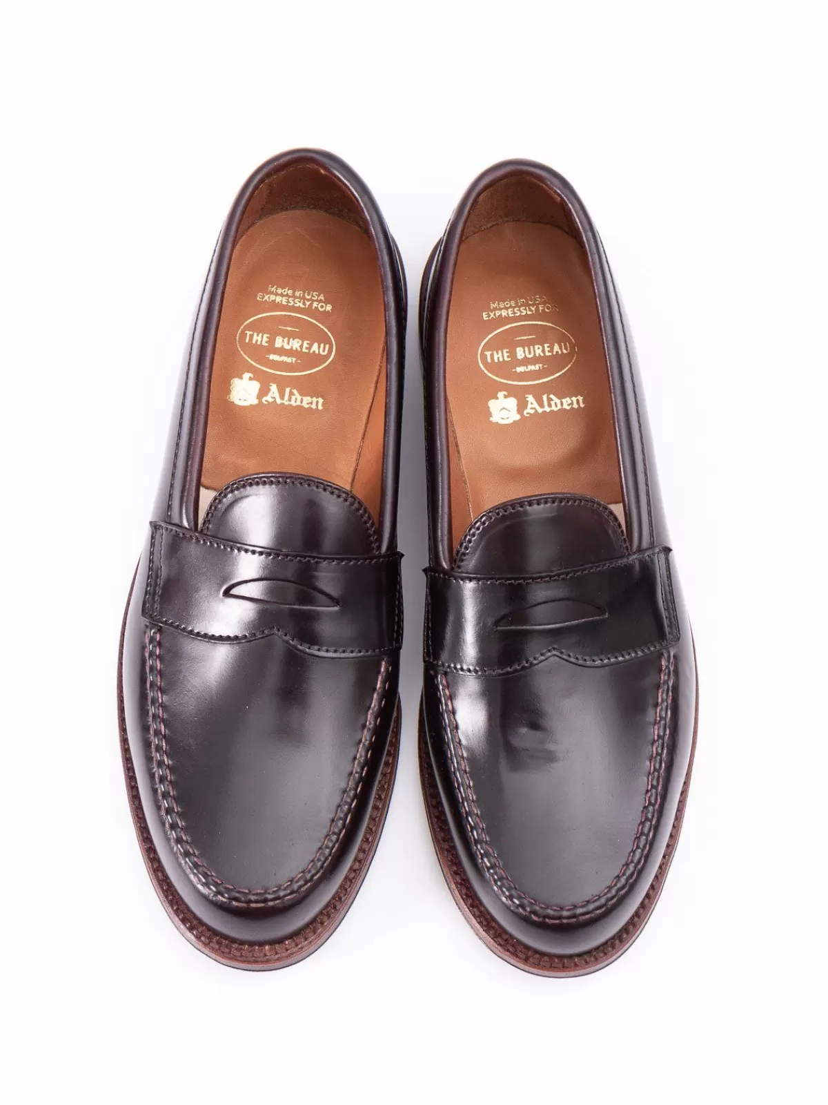Color 8 Cordovan Leisure Handsewn Moccasin^Alden for The Bureau Online