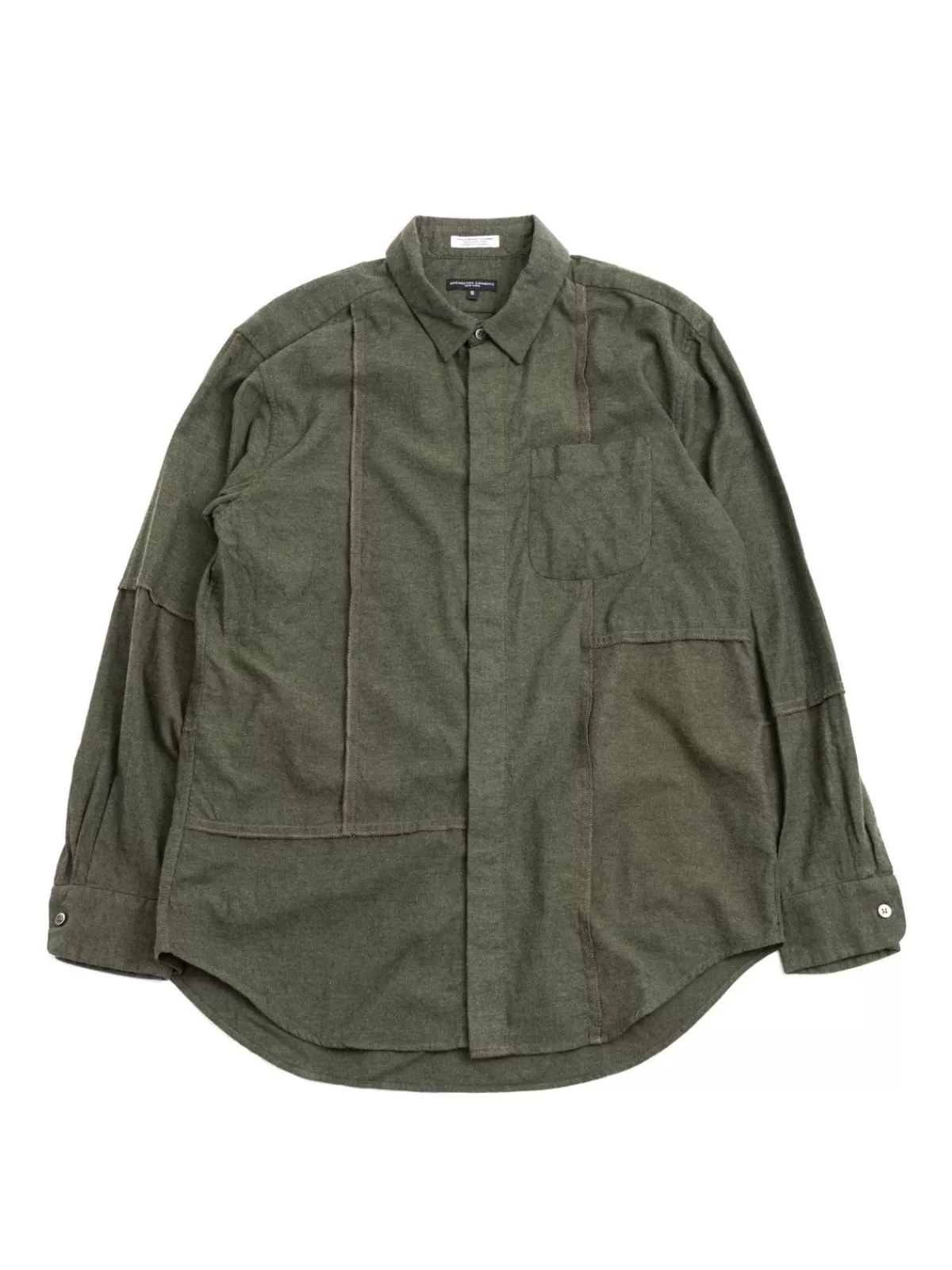 Combo Short Collar Shirt Olive Solid Cotton Flannel^Engineered Garments Fashion