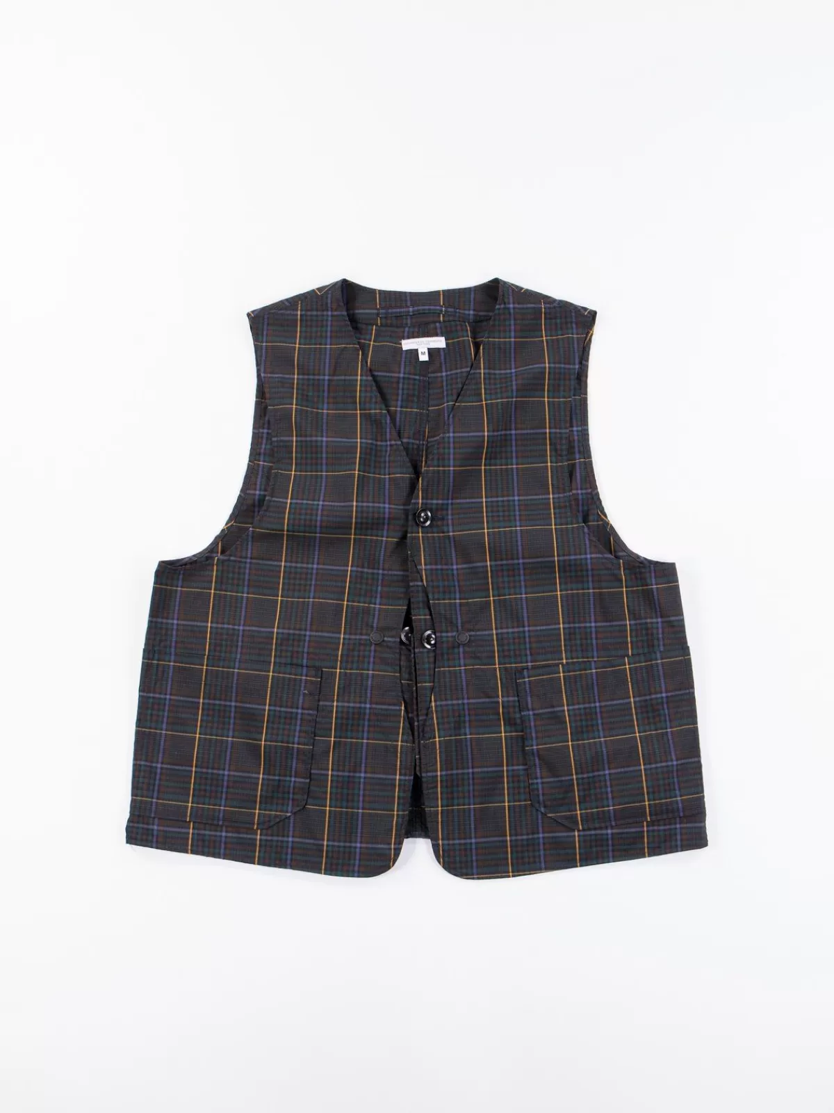 Dark Brown Polyester Rayon Glen Plaid Upland Vest^Engineered Garments Best