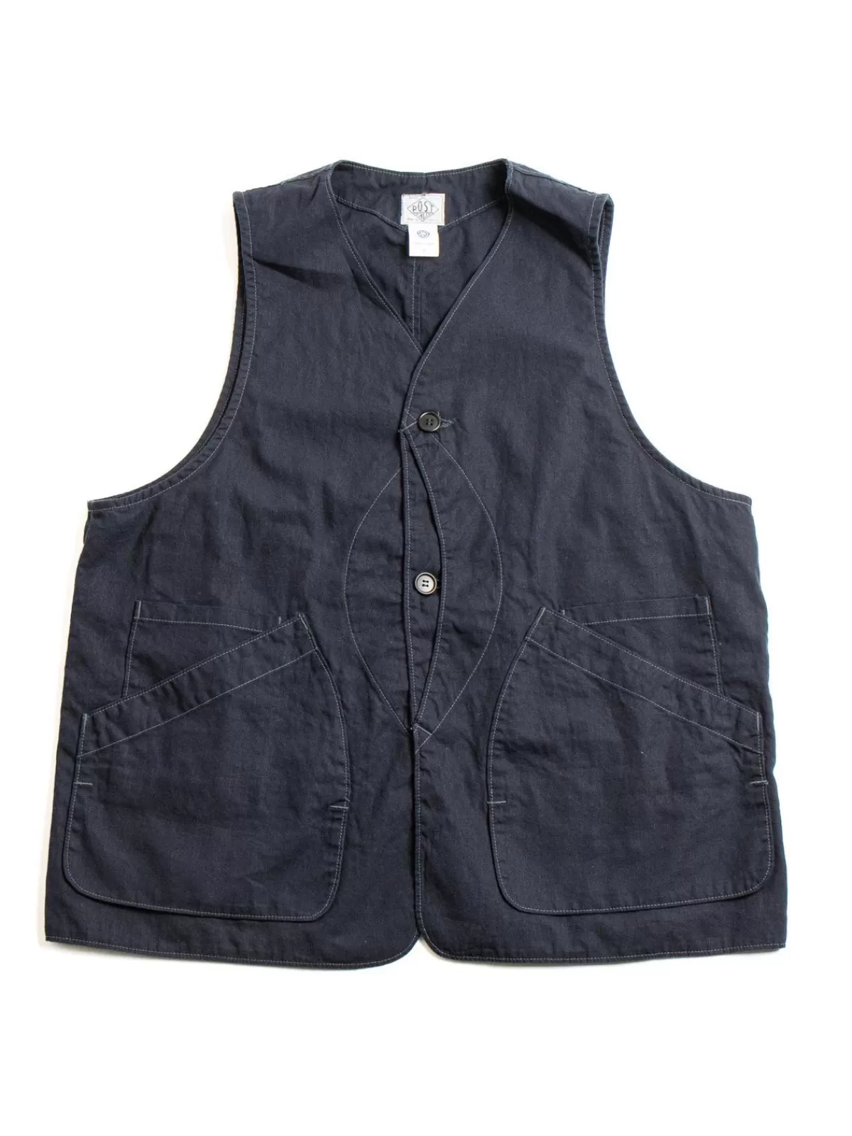 Dee Vest Hemp/Cotton Poplin Navy^Post O’alls Discount