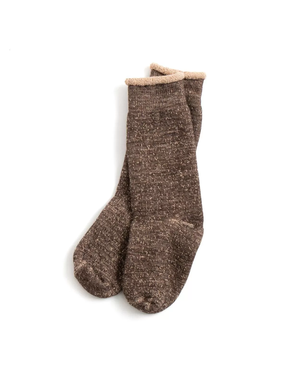 Double Face Crew Socks Merino Wool & Organic Cotton D.Brown / Brown^RoToTo Online