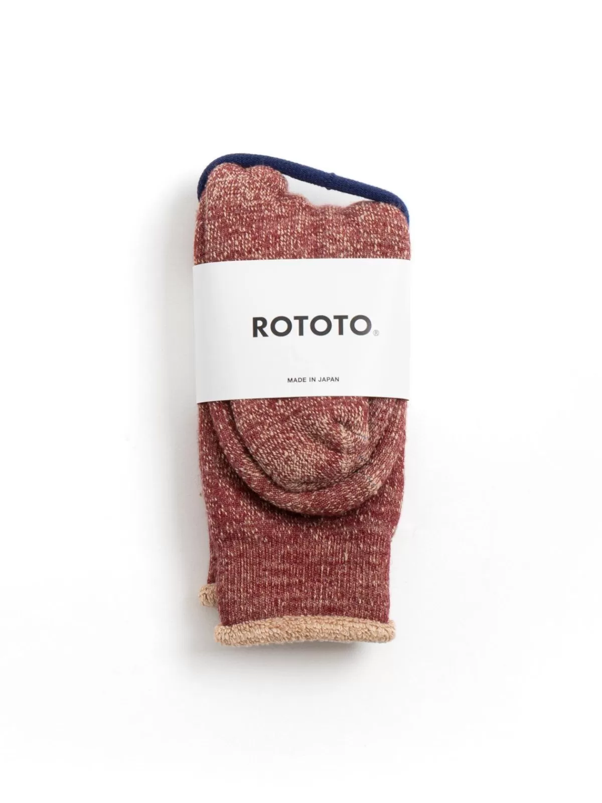Double Face Crew Socks Merino Wool & Organic Cotton D.Red / Brown^RoToTo Online