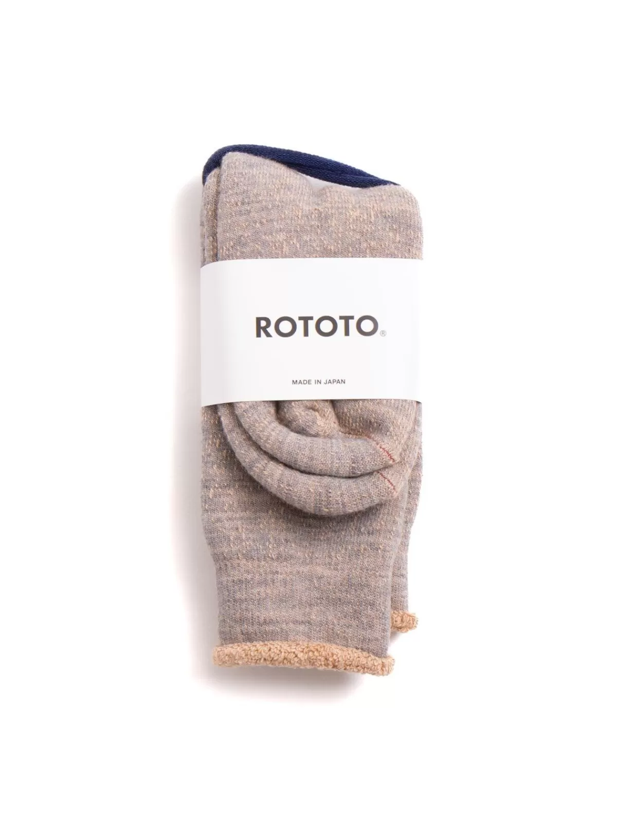 Double Face Crew Socks Merino Wool & Organic Cotton Gray / Brown^RoToTo Store