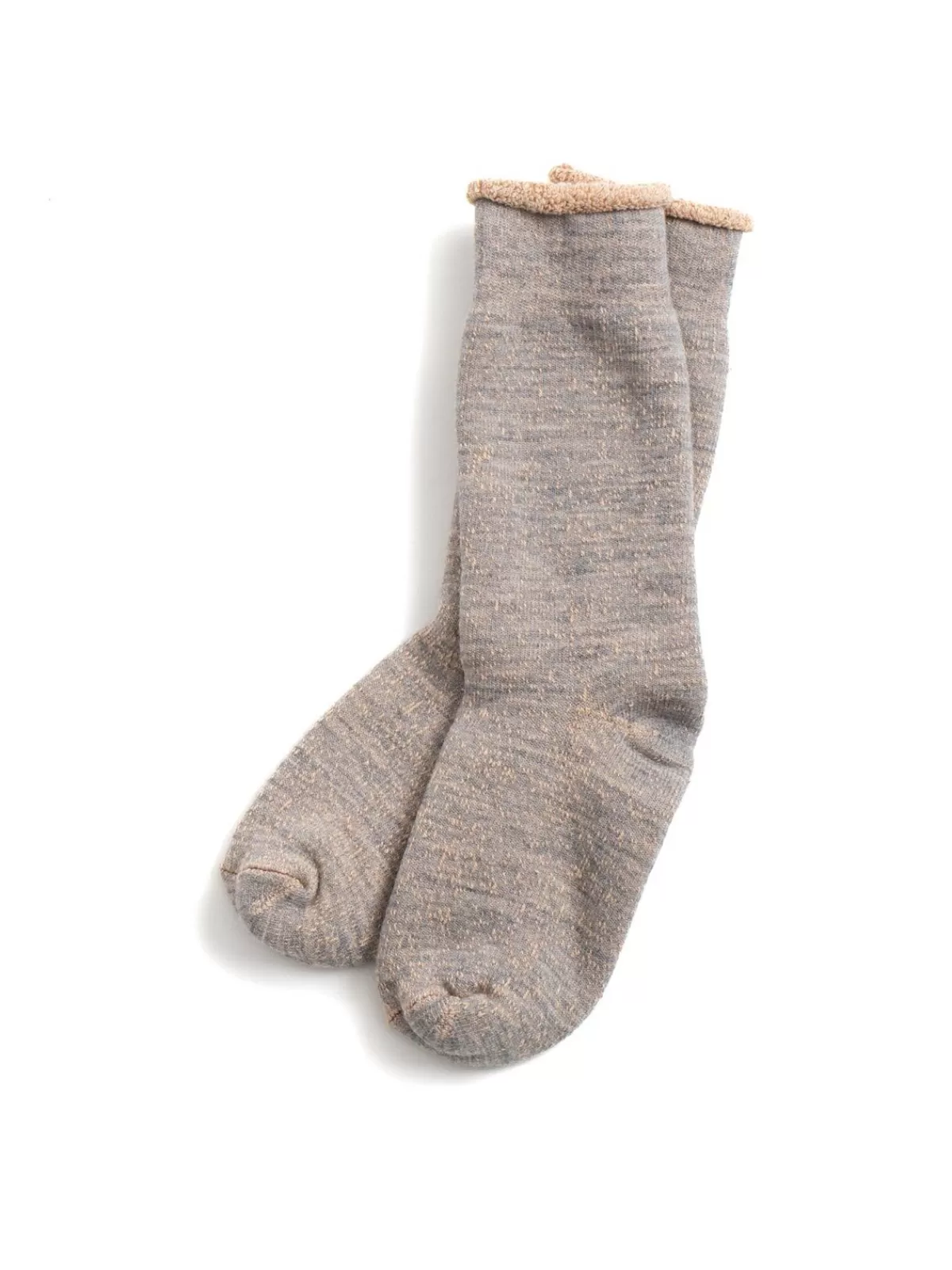 Double Face Crew Socks Merino Wool & Organic Cotton Gray / Brown^RoToTo Store