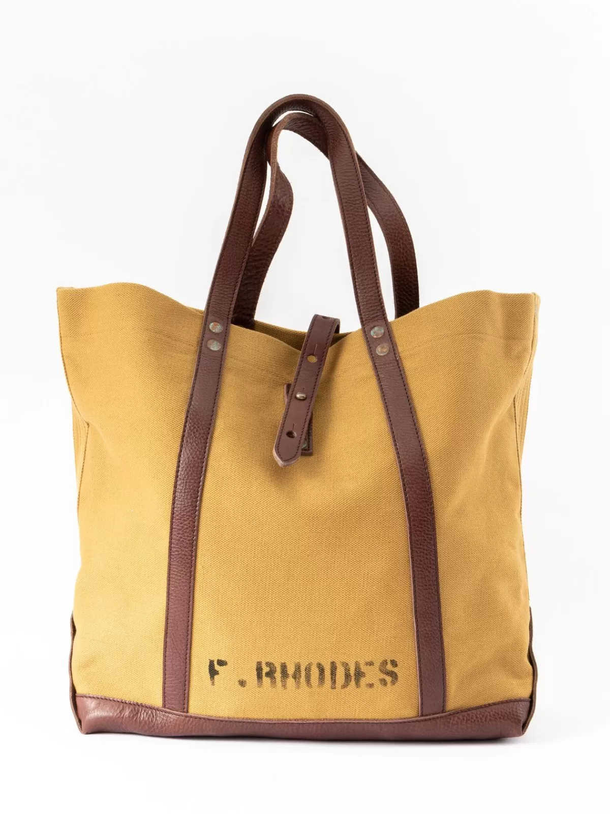 Lot 5220 Leather / Canvas Tote Bag D.Beige Printed^Warehouse & Co Online