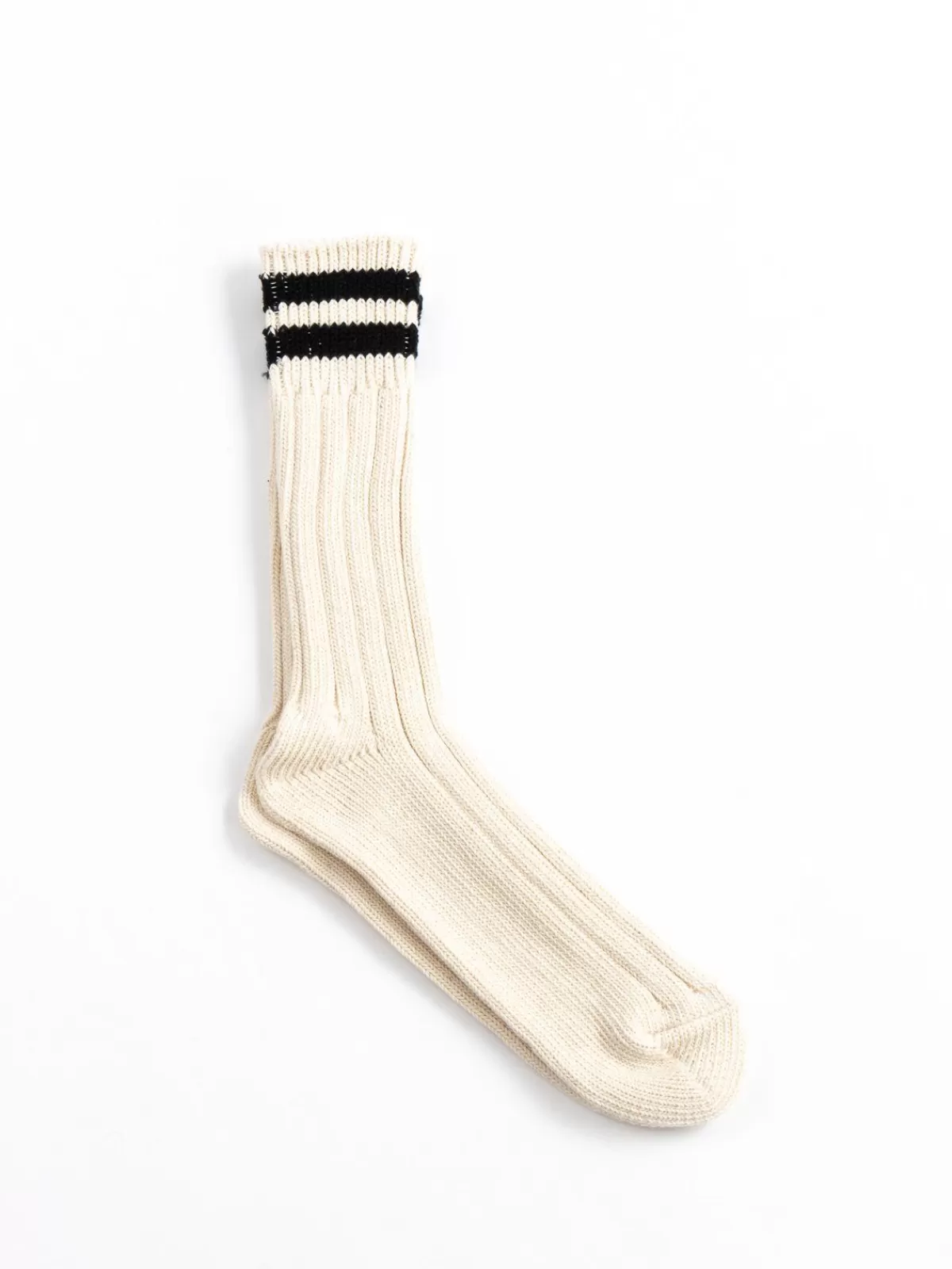 Low Raw 2 Stripes Crew Socks Ecru/Black^RoToTo Cheap