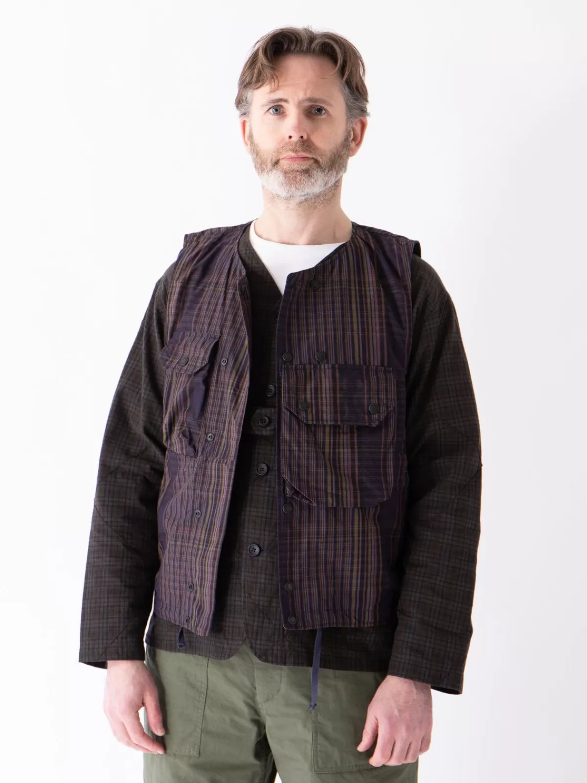 Multi Color Nyco Plaid Cover Vest^Engineered Garments Best