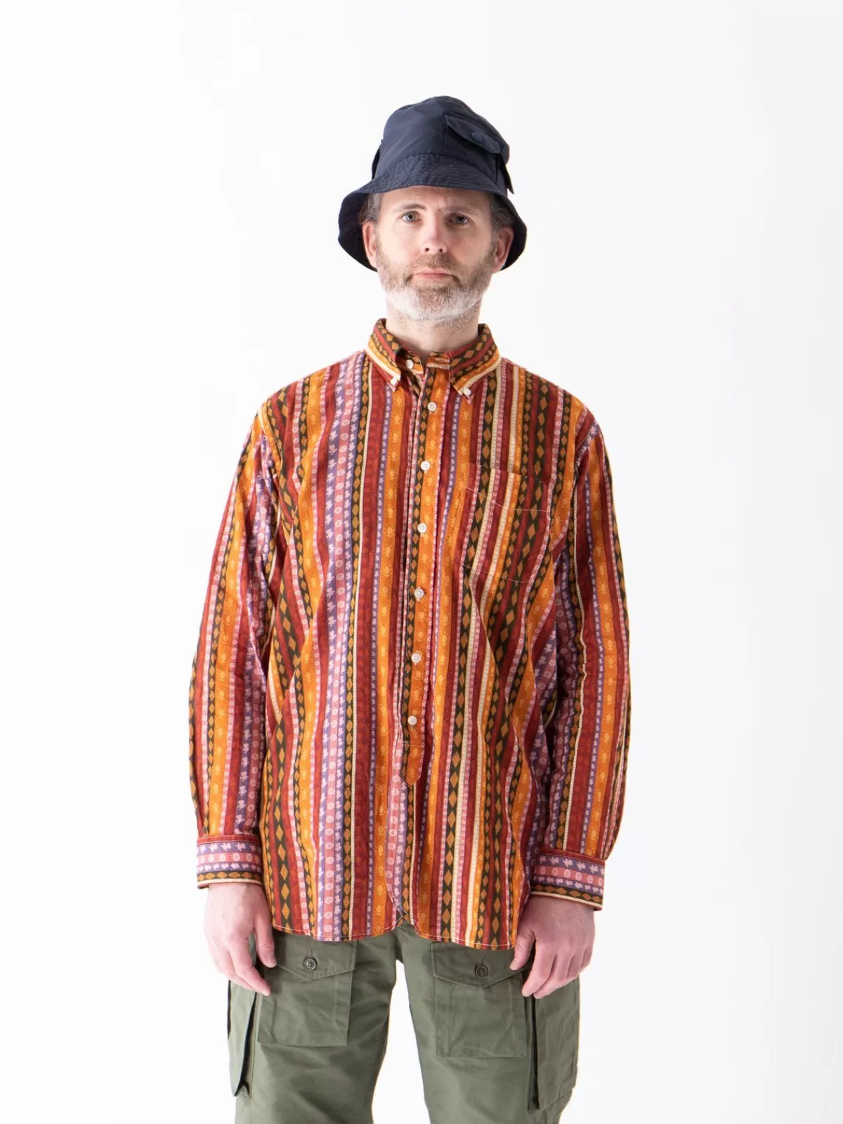 Orange Cotton Lawn Batik Stripe 19Th Century Bd Shirt^Engineered Garments Clearance