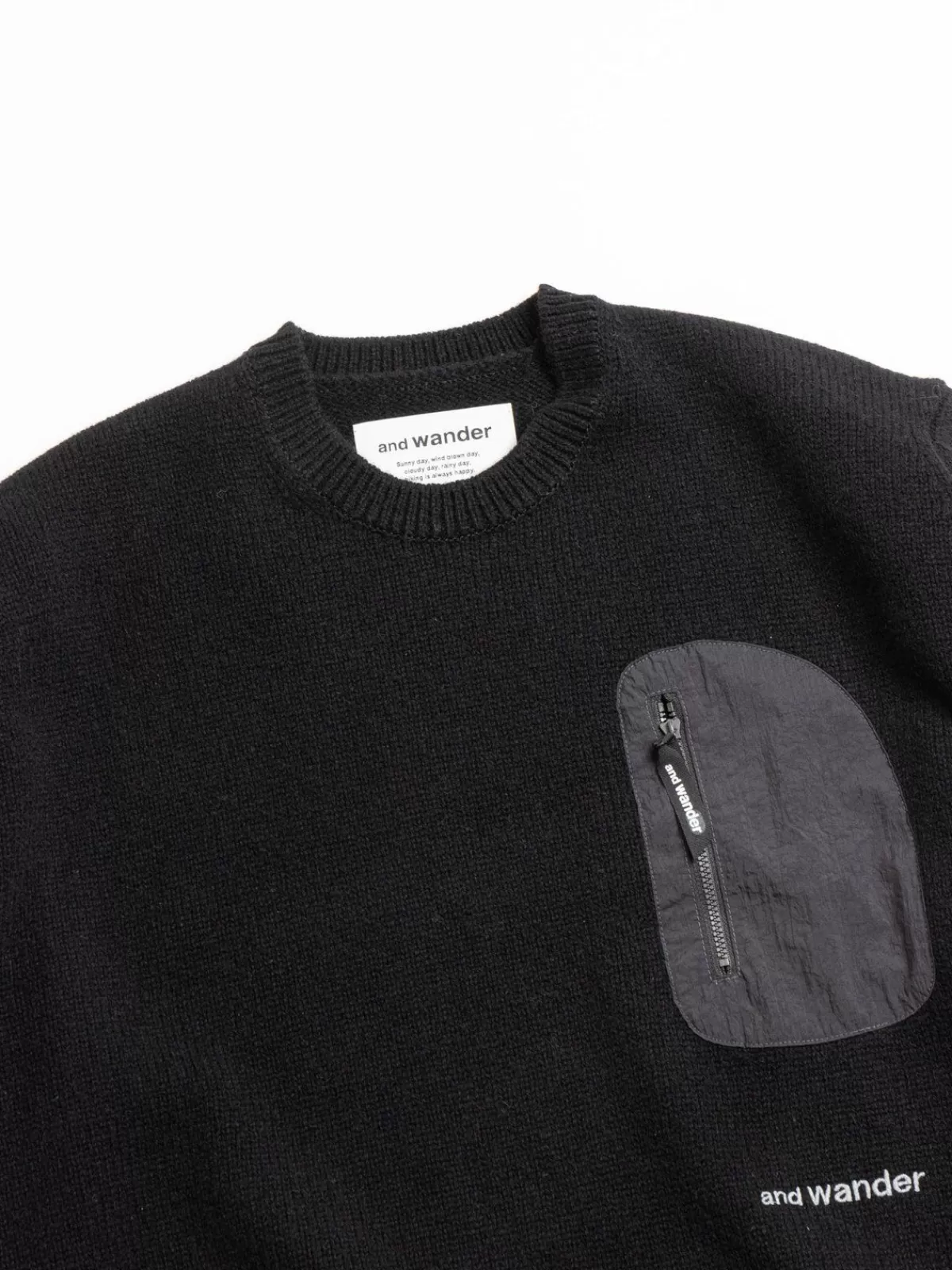 Shetland Wool Sweater Black^and wander Clearance