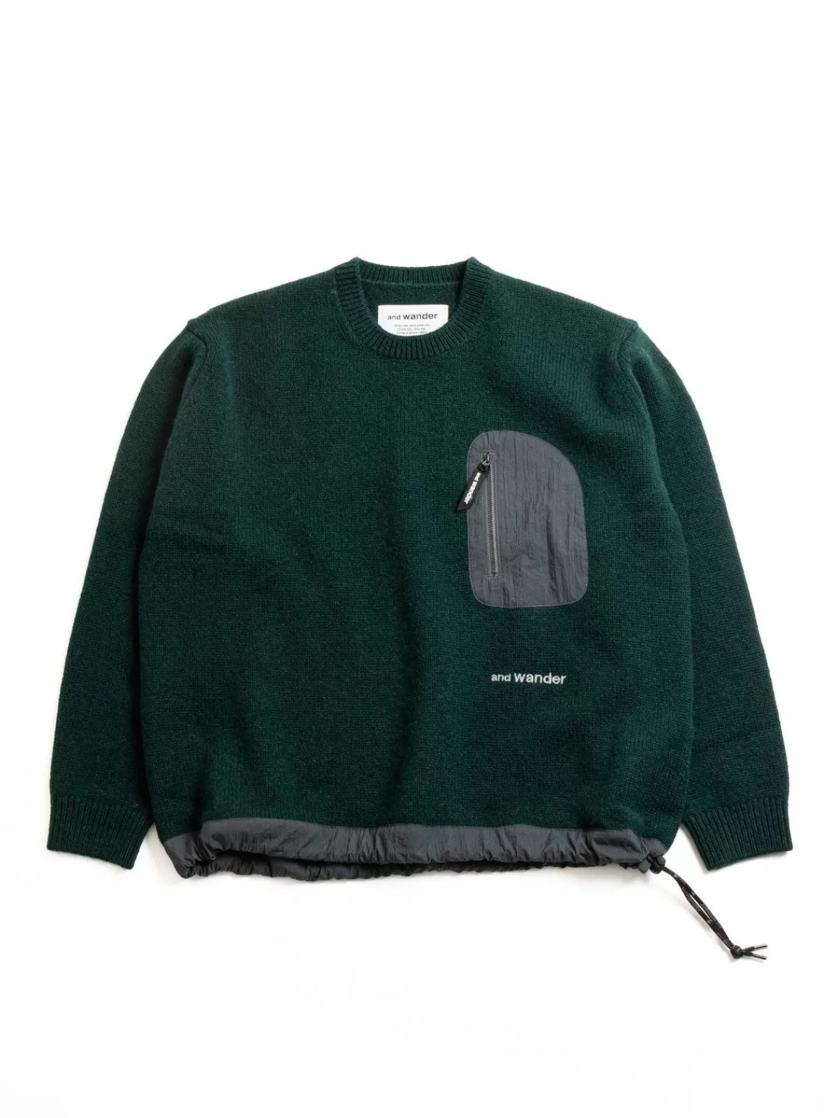 Shetland Wool Sweater Green^and wander Fashion