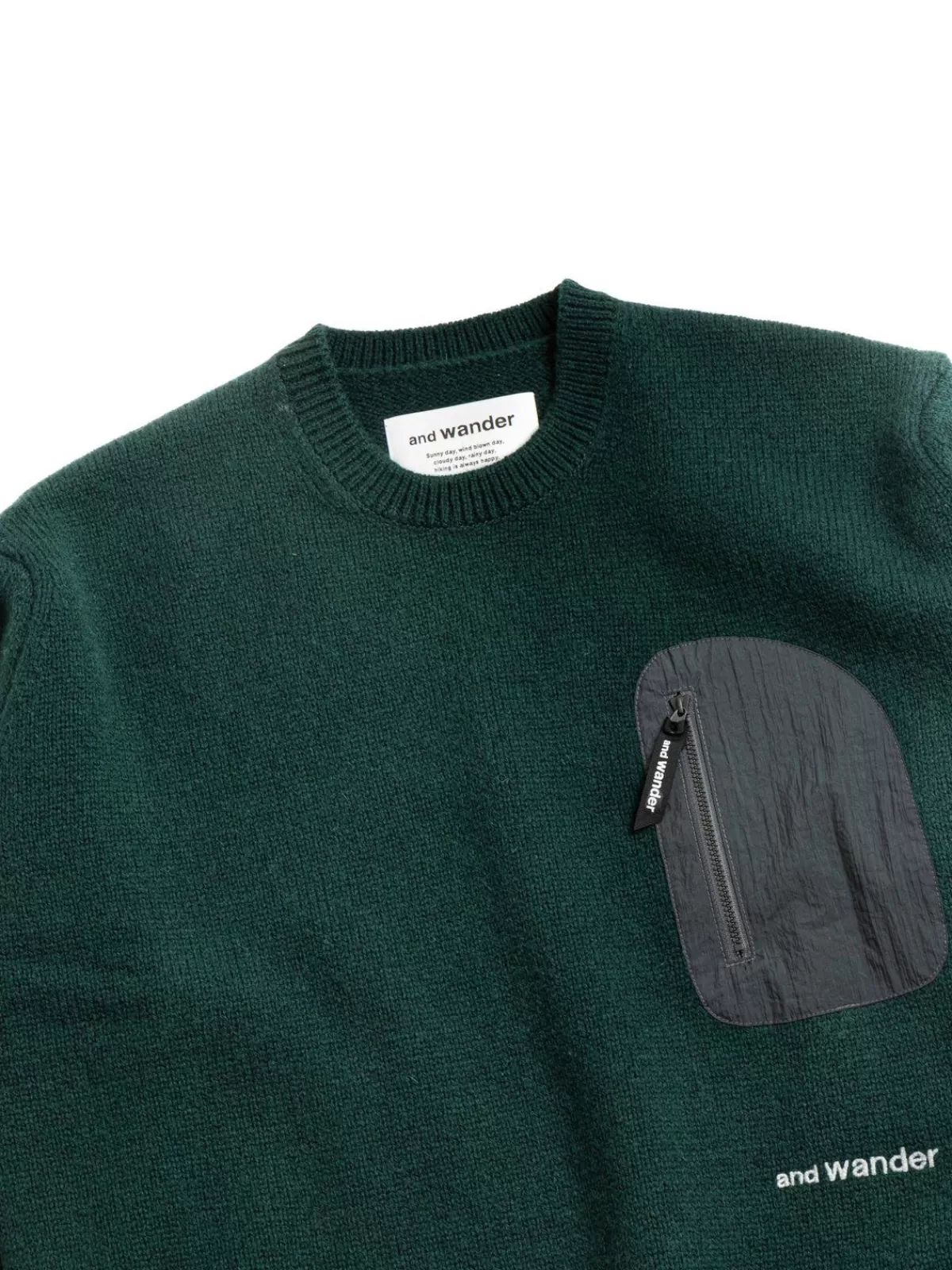 Shetland Wool Sweater Green^and wander Fashion