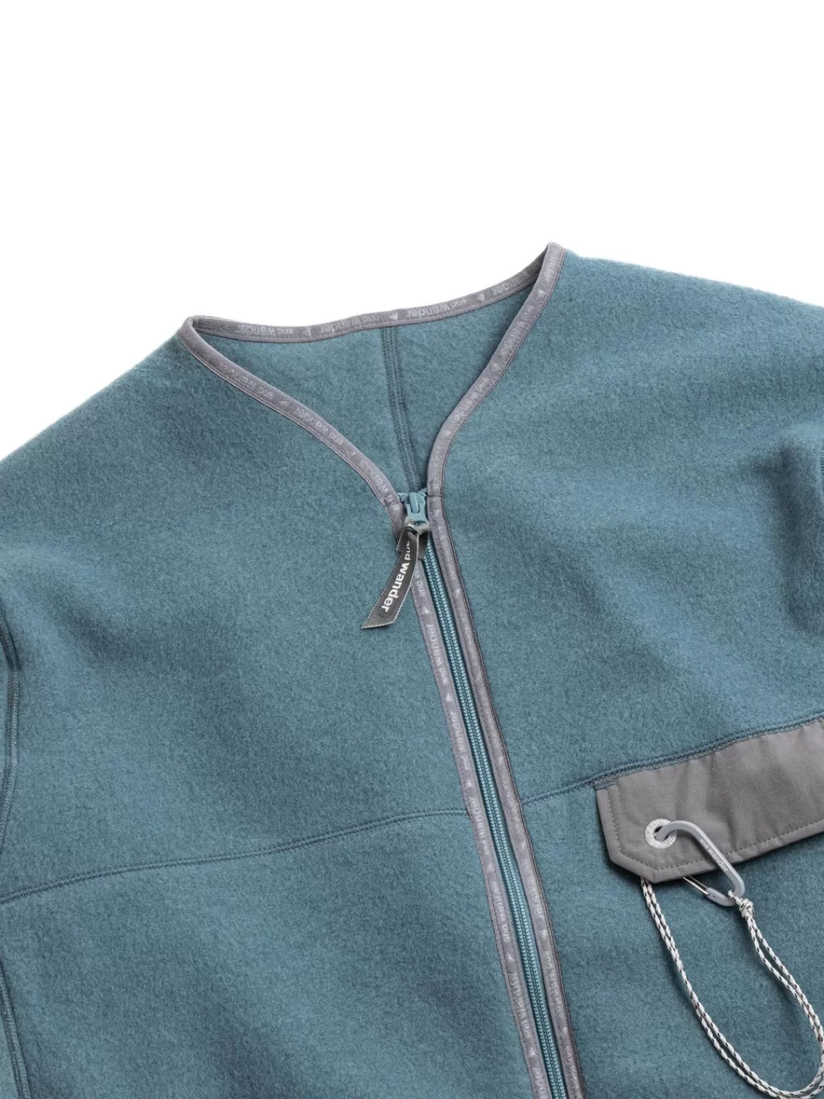 Wool Fleece Cardigan Blue Gray^and wander Sale