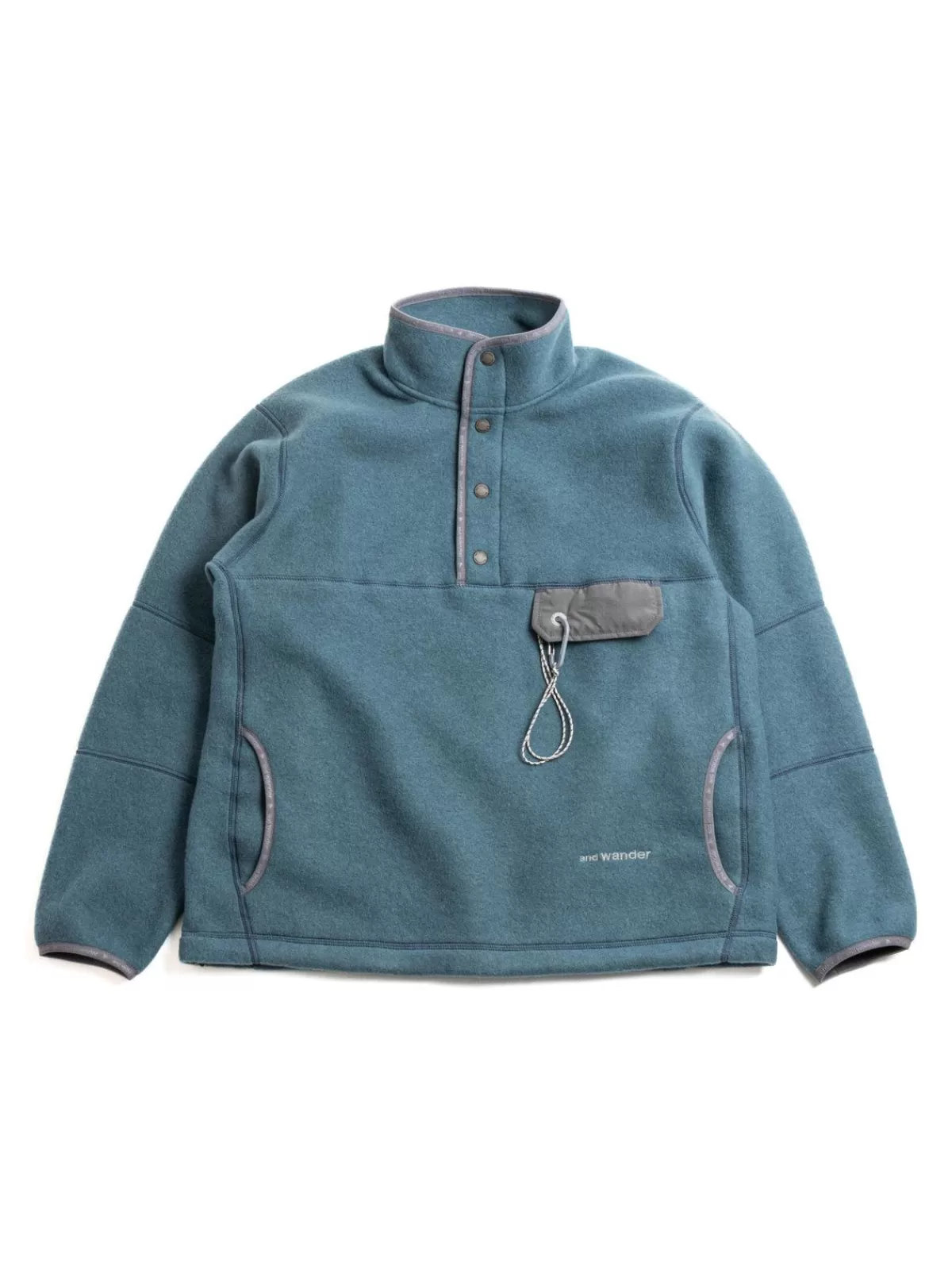 Wool Fleece Pullover Blue Gray^and wander Fashion