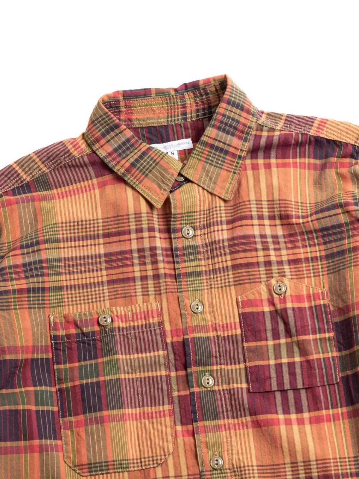 Work Shirt Navy/Khaki Cotton Plaid^Engineered Garments Best